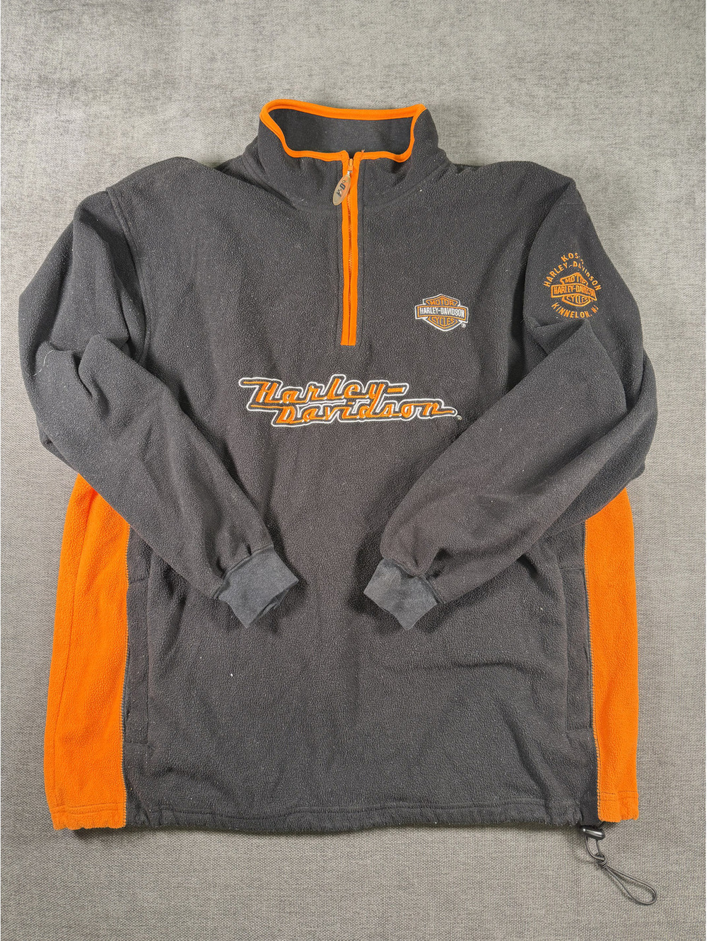 Harley-Davidson Black and Orange Fleece Pullover Jacket
